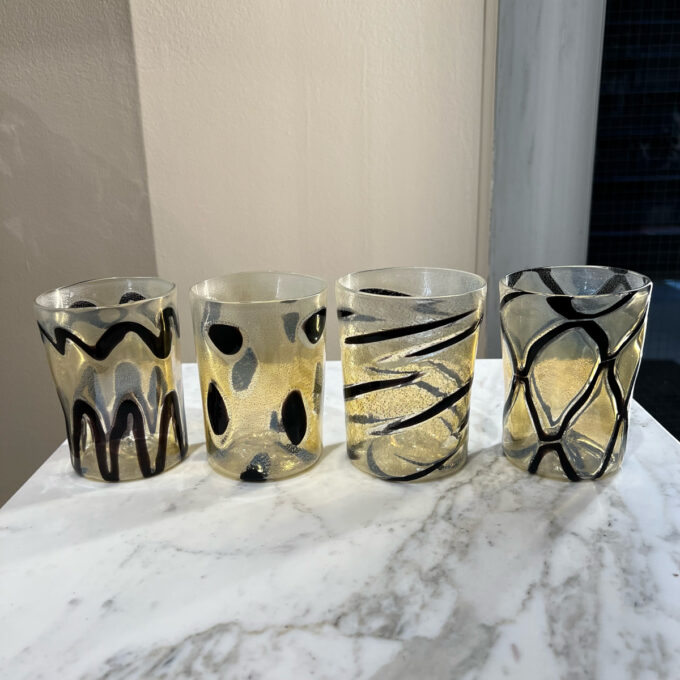 LU Murano Glass Set, Black/Gold - Image 2