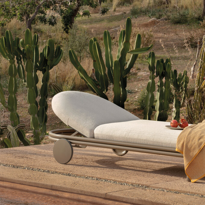 Cask Outdoor Chaise Lounge with Wheels - Image 2